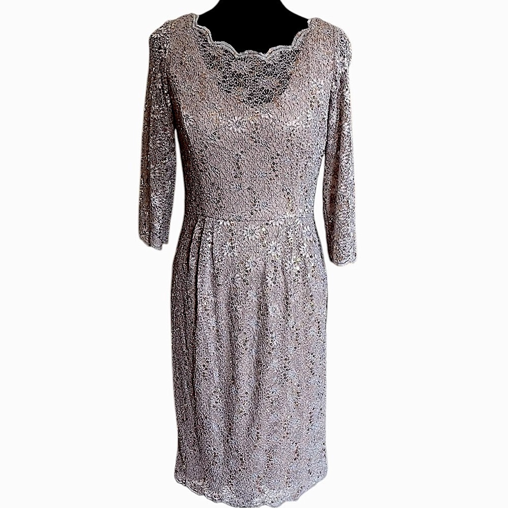 ALEX EVENINGS ELEGANT 3/4 SLEEVE SHEATH DRESS SZ 6 NWTS